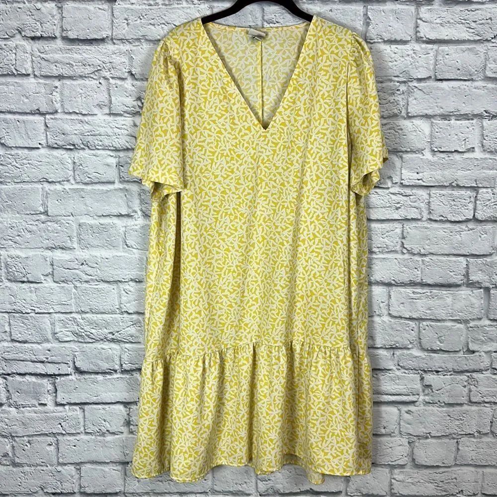 A New Day Yellow and White Short Sleeve Dress Size XXL